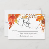 Elegante Boho Herfst Bloemen Maple verlaat bruilof RSVP Kaartje (Voorkant)