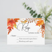 Elegante Boho Herfst Bloemen Maple verlaat bruilof RSVP Kaartje (Staand voorkant)