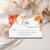 Elegante Boho Herfst Bloemen Maple verlaat bruilof RSVP Kaartje