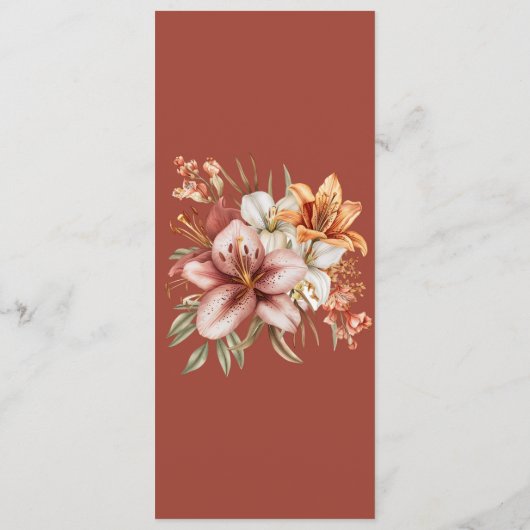 Elegante Boho Herfst Bloemen Trouwmenu's Menu (Achterkant)