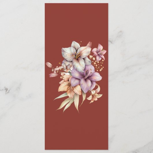 Elegante Boho Herfst Bloemen Trouwmenu's Menu (Achterkant)