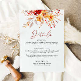 Elegante Boho Herfst Bloemen Waterverf bruiloft Informatiekaartje