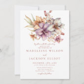 Elegante Boho Herfst Bloemenbruiloft Kaart (Voorkant)