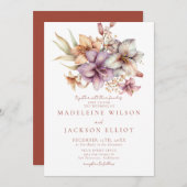 Elegante Boho Herfst Bloemenbruiloft Kaart (Voorkant / Achterkant)