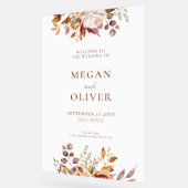 Elegante Boho herfst bloemenbruiloft welkom Acryl Bord (Hoek)