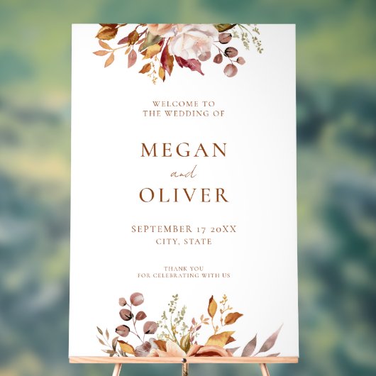 Elegante Boho herfst bloemenbruiloft welkom Acryl Bord (Neutraal)