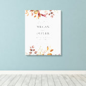 Elegante Boho herfst bloemenbruiloft welkom Canvas Afdruk (Insitu (Houten vloer))