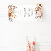 Elegante Boho herfst bloemenbruiloft welkom Spandoek (Insitu)