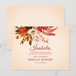 Elegante Boho Herfst Bloemenmeisje van Eer Briefkaart