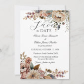 Elegante Boho Herfst Bloemige Bruiloft Save The Date (Voorkant)