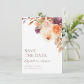 Elegante Boho Herfst Floral Save the Date Kaart (Staand voorkant)