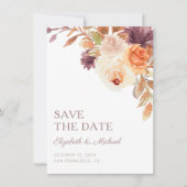 Elegante Boho Herfst Floral Save the Date Kaart (Voorkant)