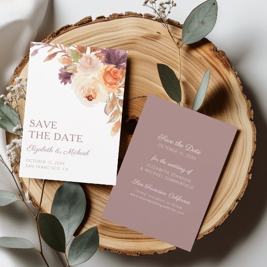 Elegante Boho Herfst Floral Save the Date Kaart