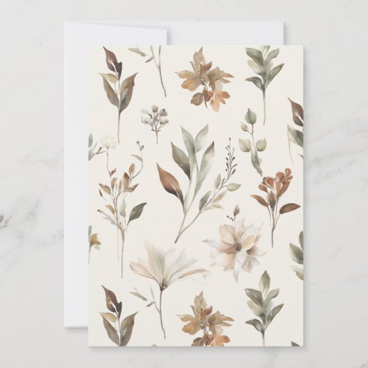 Elegante BOHO Herfst herfst bloemenbruiloft menu Kaart (Achterkant)