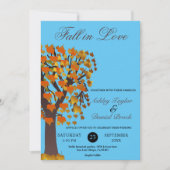 Elegante Boho Herfst in Love Tree Blue herfstbruil Kaart (Voorkant)