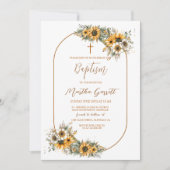 Elegante Boho Herfst Meisje Doop Kaart (Voorkant)