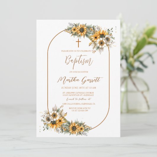 Elegante Boho Herfst Meisje Doop Kaart (Staand voorkant)