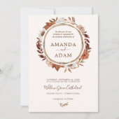 Elegante Boho Herfst Waterverf bruiloft Kaart (Voorkant)