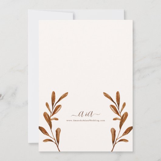 Elegante Boho Herfst Waterverf bruiloft Kaart (Achterkant)