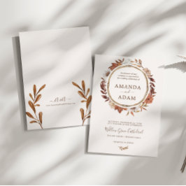 Elegante Boho Herfst Waterverf bruiloft Kaart