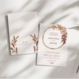 Elegante Boho Herfst Waterverf bruiloft Kaart