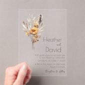 Elegante boho herfst wilde bloemen Bruiloft Acryl Uitnodigingen (Insitu (Draagbaar))
