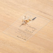 Elegante boho herfst wilde bloemen Bruiloft Acryl Uitnodigingen (Laagn)