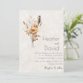 Elegante boho herfst wilde bloemen Bruiloft Kaart (Staand voorkant)