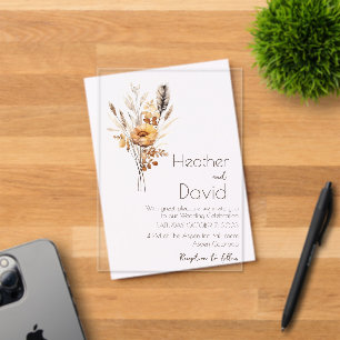 Elegante boho herfst wilde bloemen Trouwdag Acryl Uitnodigingen