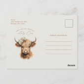 Elegante Boho Hoogland Koe Bruiloft Feest Briefkaart (Achterkant)