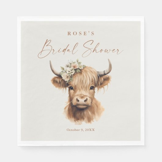 Elegante Boho Hoogland Koe Bruiloft Feest Servet (Voorkant)