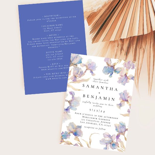 Elegante Boho Iris All In One Trouwkaart Kaart