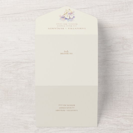 Elegante Boho Iris bruiloft alles in één uitnodigi All In One Uitnodiging (Buitenkant)