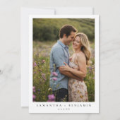 Elegante Boho Iris foto bruiloft Kaart (Achterkant)