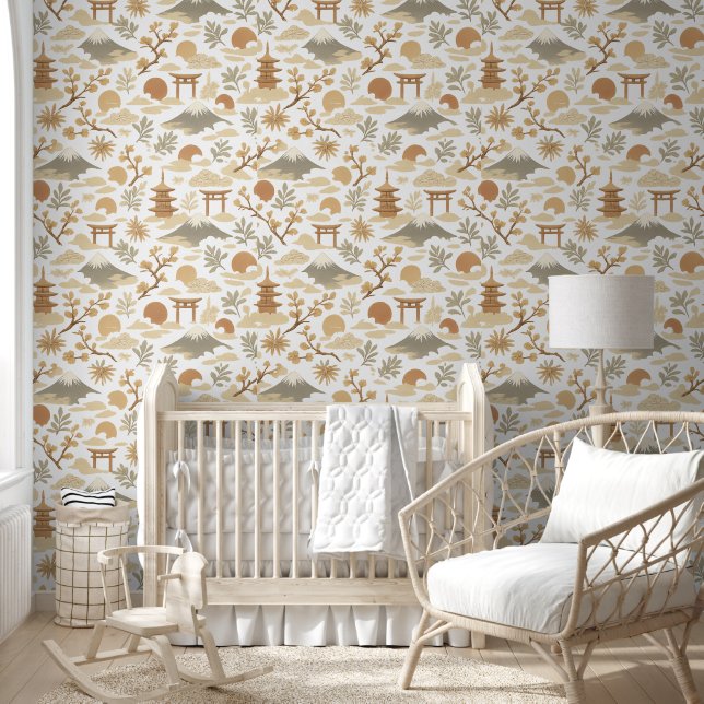 Elegante Boho Japanse Kunst  Behang (Kinderen)