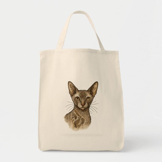 Elegante Boho Kattenportret Tote Tas (Voorkant)