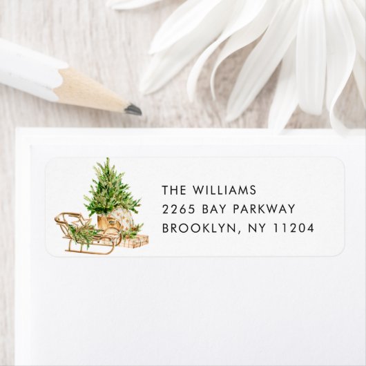 Elegante Boho Kerstmis Samenstelling Retouradres Etiket (Insitu)