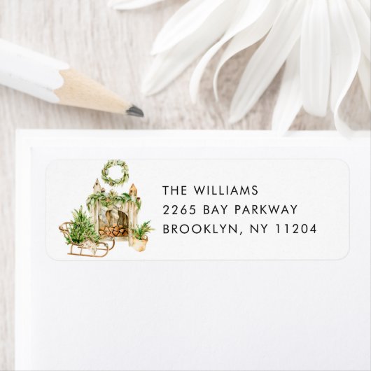 Elegante Boho Kerstmis Samenstelling Retouradres Etiket (Insitu)