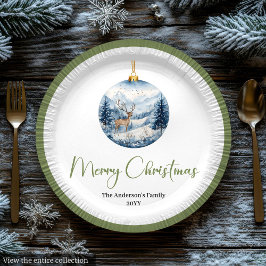 Elegante Boho Kerstscène in Aardetinten Papieren Bordje