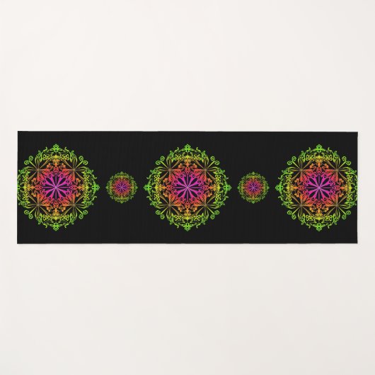 Elegante boho kleurrijke bohemien botanische manda yogamat (Voorkant (horizontaal))