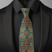 Elegante Boho Koper Turkoois Patroon Stropdas