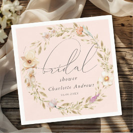 Elegante, boho krans, handgeschreven Bruidsdouche Servet