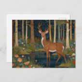 Elegante boho kunst rustieke bos herten briefkaart (Voorkant / Achterkant)
