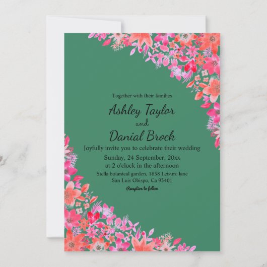 Elegante Boho Landelijke Bloemen Groene Bloemige B Kaart (Voorkant)