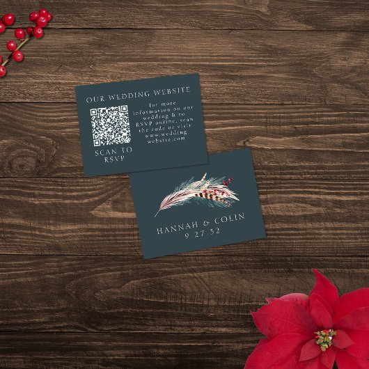 Elegante Boho Landelijke Pampas & Groene Dennen We Informatiekaartje