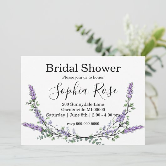 Elegante boho Lavendel Eucalyptus Vrijgezellenfees Kaart (Staand voorkant)