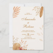 Elegante Boho Leaf bruiloft uitnodiging (Voorkant)