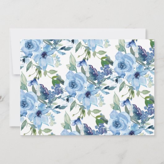 Elegante Boho Lichtblauwe Aquarel Huwelijk Bruids Bedankkaart (Achterkant)