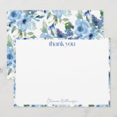 Elegante Boho Lichtblauwe Aquarel Huwelijk Bruids Bedankkaart (Voorkant / Achterkant)