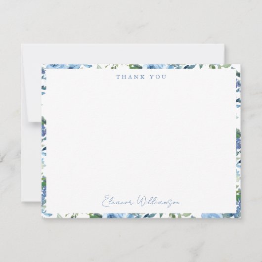 Elegante Boho Lichtblauwe Waterverf Brunch Bubble Bedankkaart (Voorkant)